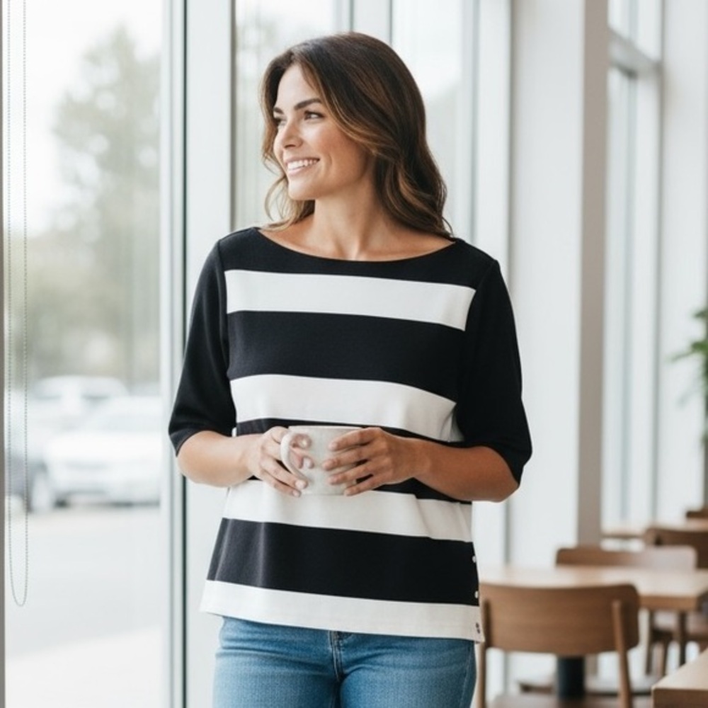 Lauren Ralph Lauren Black and White Striped Top